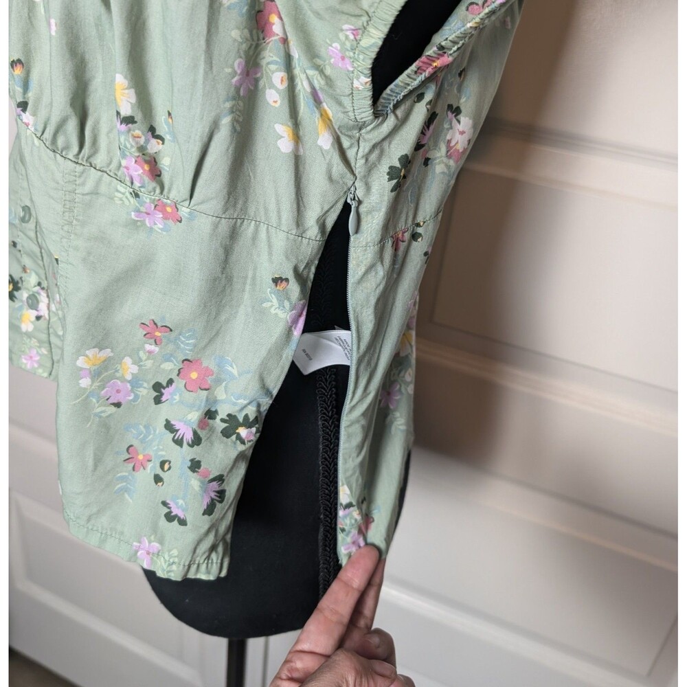 Lucky Brand Size L Blouse Floral Corset Cotton Puff Sleeves Cottage Peasant - Picture 4 of 8